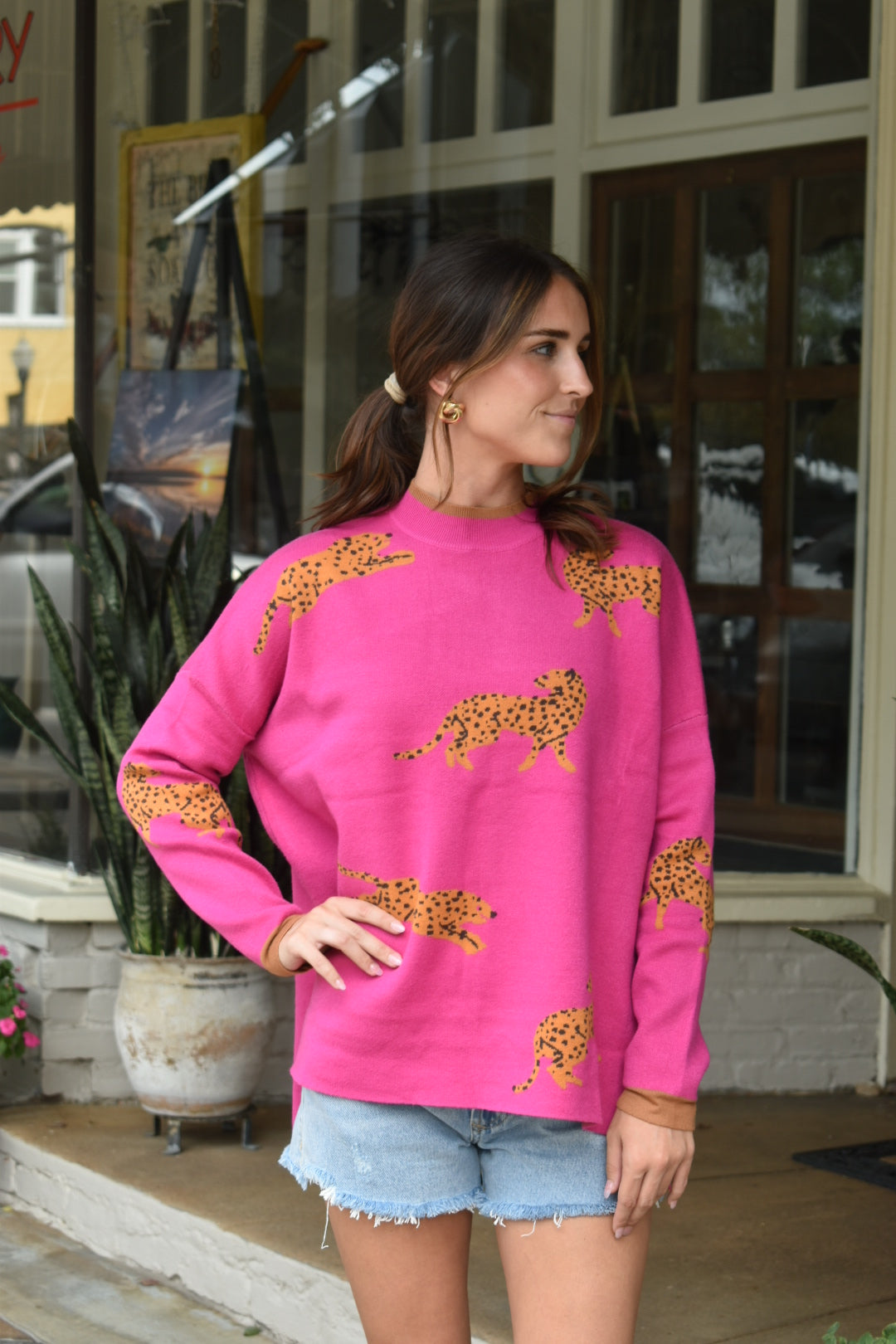 Mock Neck Tiger Sweater