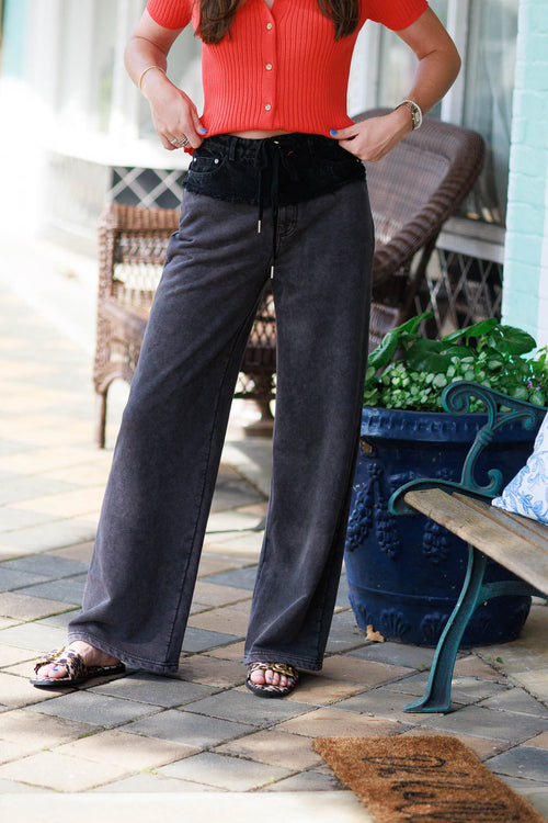 Contrast Denim Pants