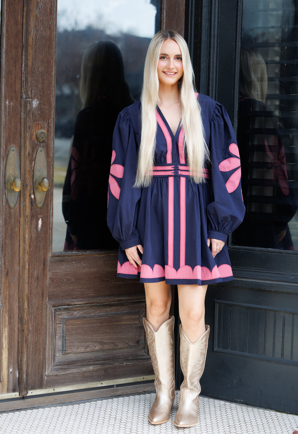 Flower Poplin Mini Dress