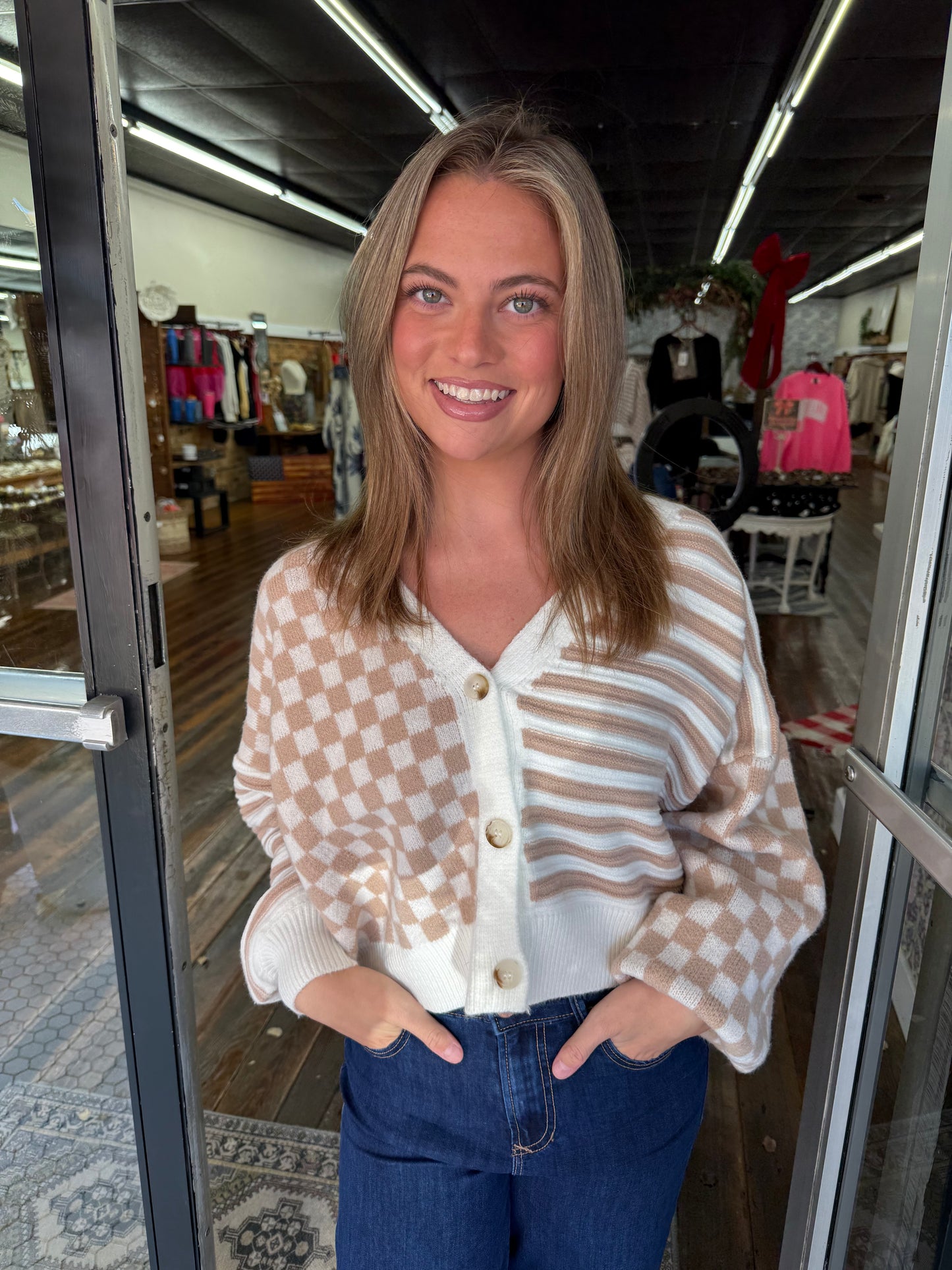 Checkers and Stripes Cardigan