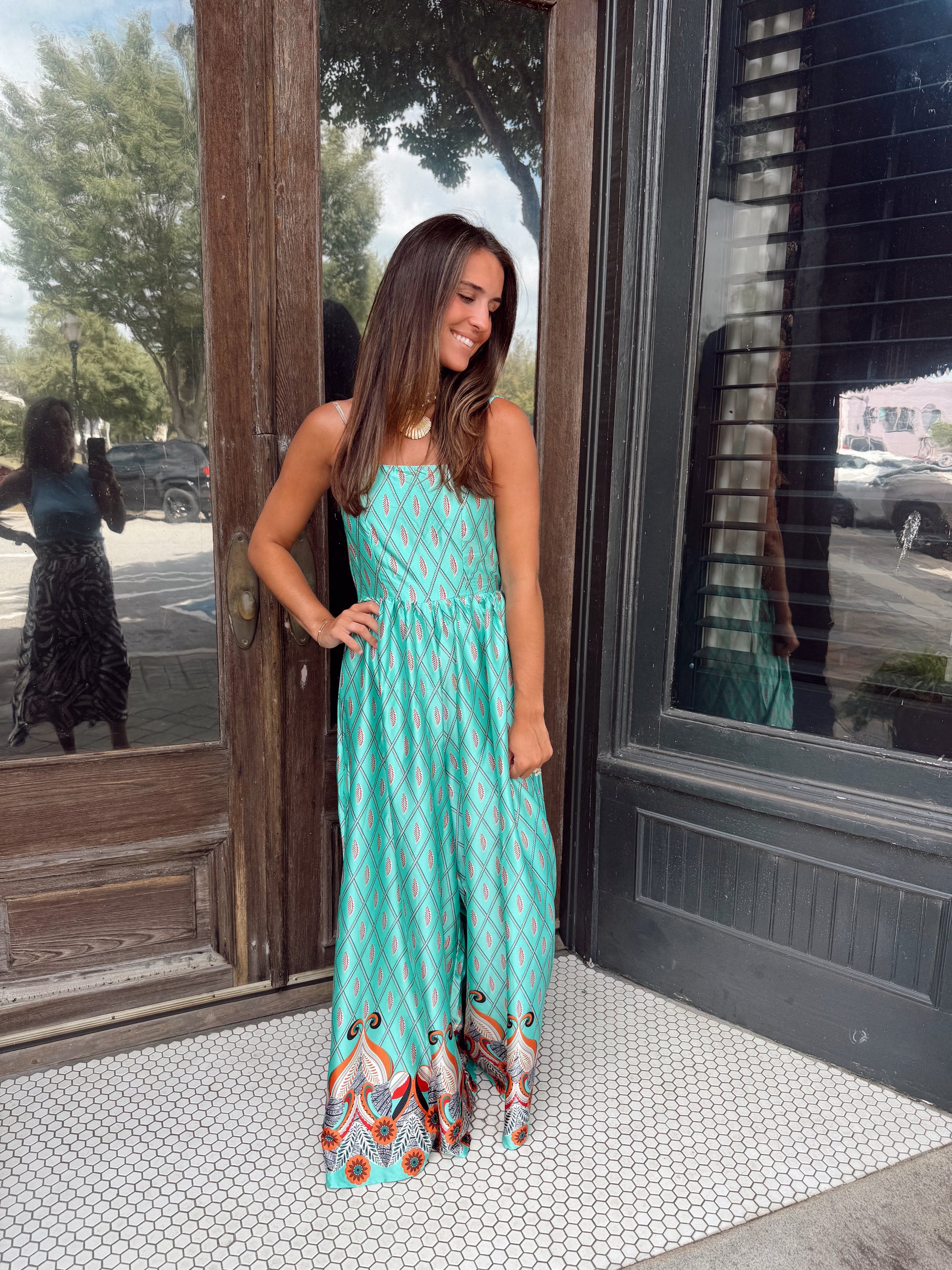 The Feather Teal Jumpsuit